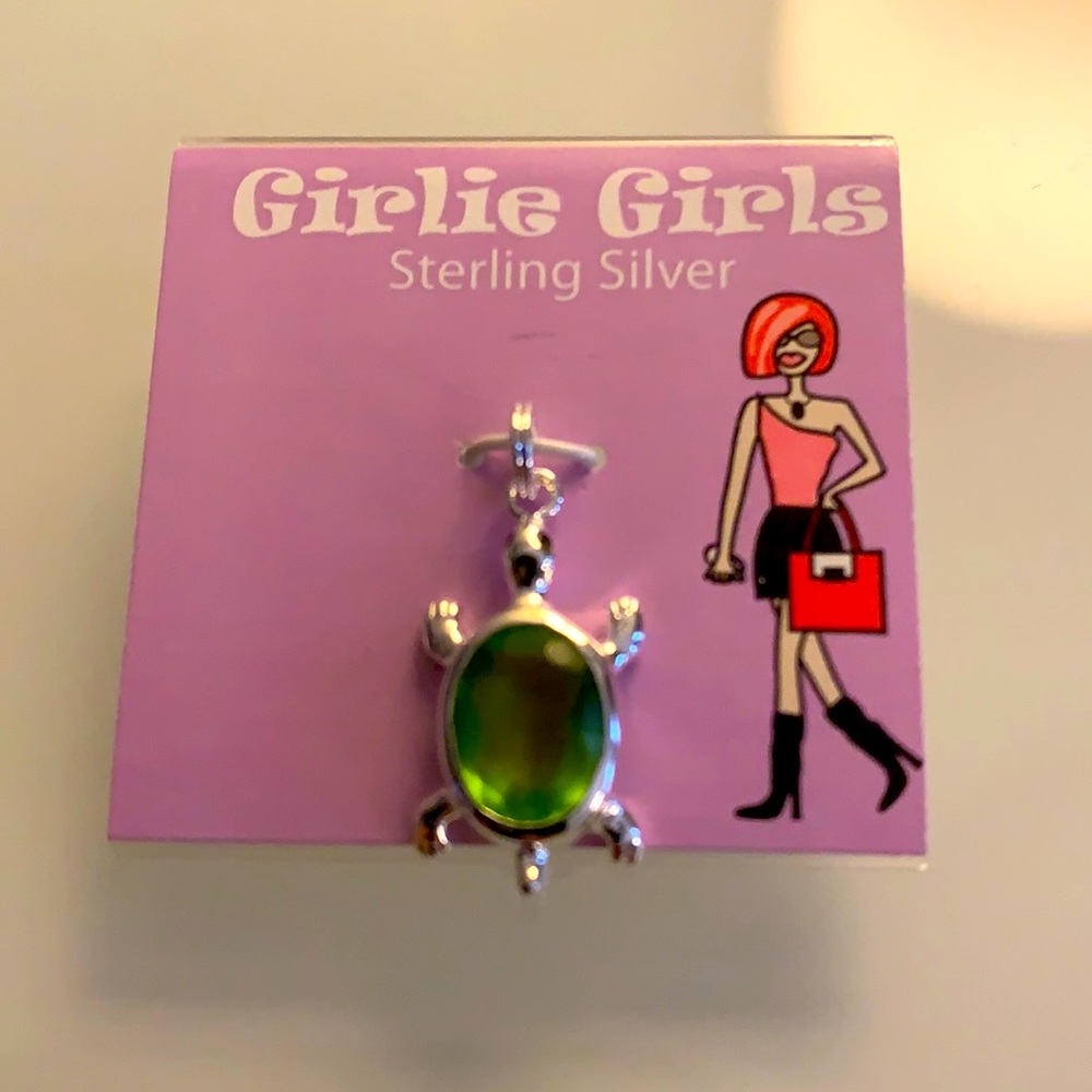 Peridot turtle charm sterling silver Cute Tiny
